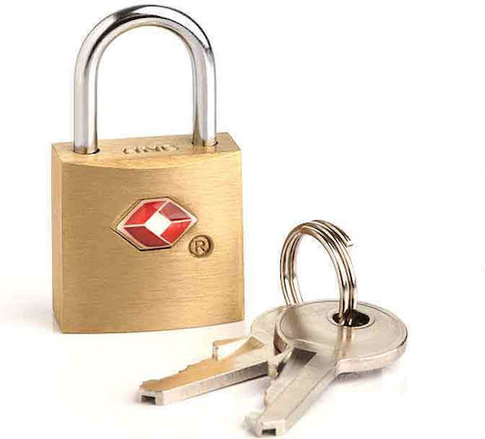 Travel Blue Gold Bronze Padlock Brass with Key Set with Embossed Design with TSA Certification 22mm Yellow 2pcs