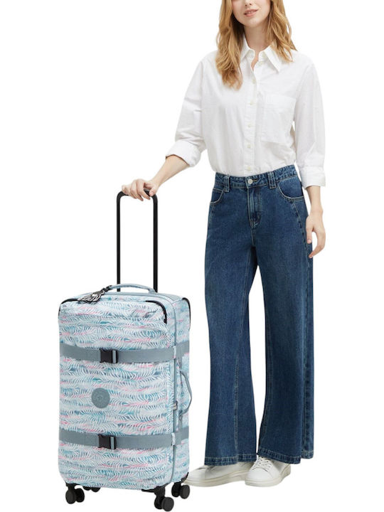 Kipling Spontaneous Среден Текстилен Куфар За Пътуване Palmtree Leaves С 4 Колела Височина 66 См