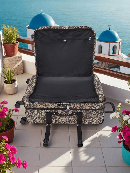 Kipling Spontaneous L Голям Куфар За Пътуване Wild Leopard С 4 Колела Височина 78см