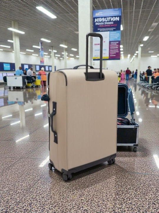 Kipling Large Fabric Travel Suitcase Soft Taupe Combo With 4 Wheels Height 78cm