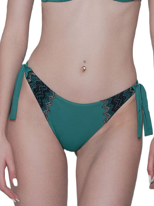 Bikini Slip Cu Dantelă Verde
