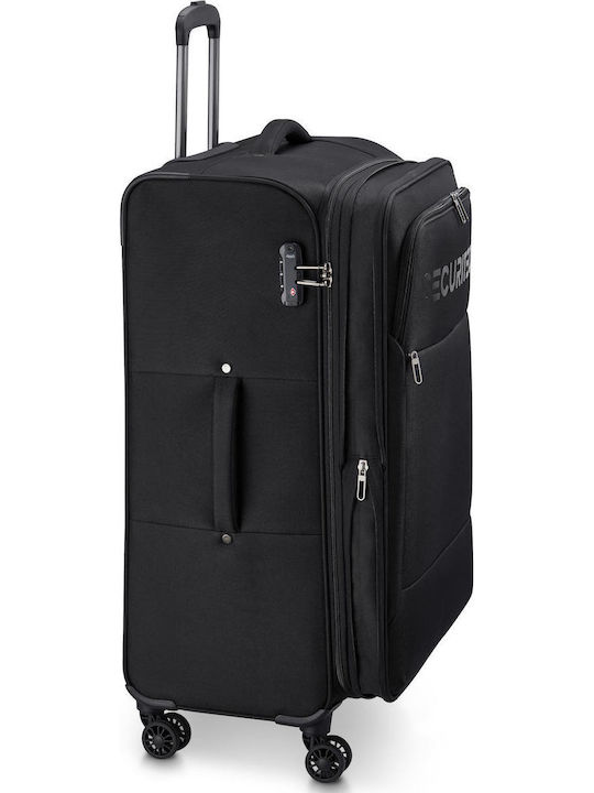 Securitech by Delsey Μεγάλη Βαλίτσα Ταξιδίου Υφασμάτινη Black με 4 Ρόδες Ύψους 76εκ.