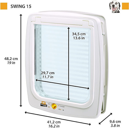 Ferplast Swing 15 Dog Door 41.2x9.6x48.2 cm Plastic Brown Colour 41.2 x 9.6 x 48.2 cm