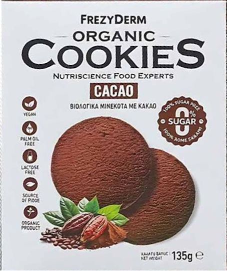 Frezyderm Organic Cookies Cacao – Βιολογικά Μπισκότα Κακάο Χωρίς Ζάχαρη & Vegan 135g