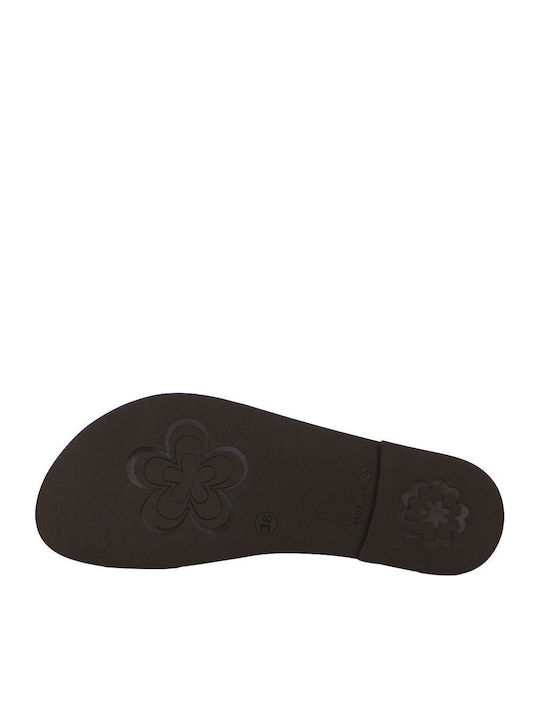 Leather Women's Flat Sandals Brown
