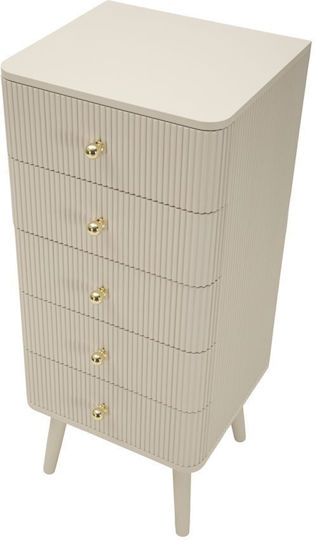 Скриня За Спалня Дървена С 5 Чекмеджета Екрю 37.5x34x89см