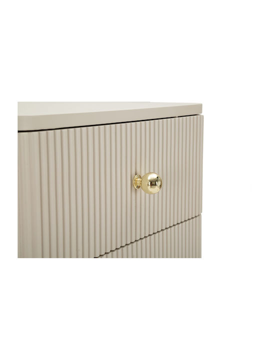Wooden Bedroom Chest of Drawers with 5 Drawers Ecru 37.5x34x89cm