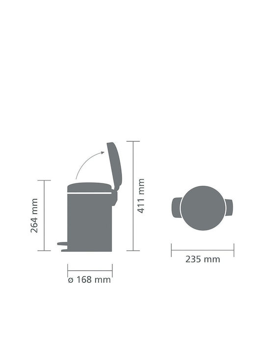 Brabantia Πλαστικό Καλαθάκι Μπάνιου 3lt Γκρι