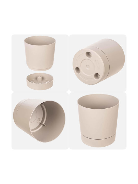 Kadax Kadax Kunststoff Blumentopf Beige mit Untersetzer 20x20cm