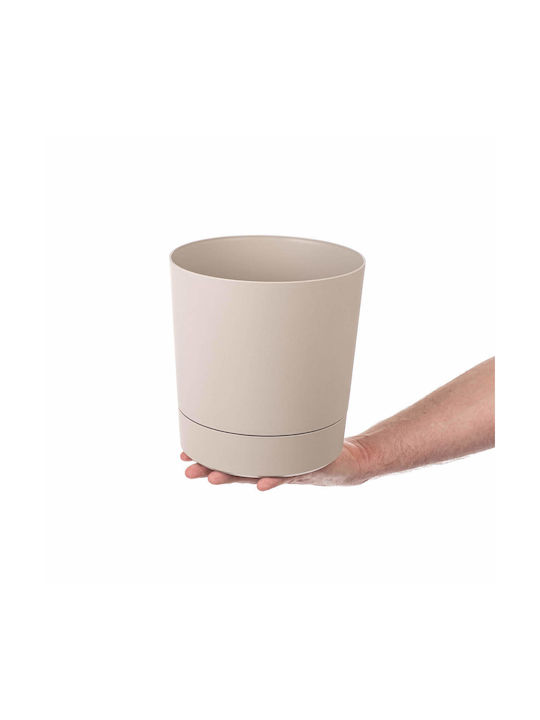Kadax Kadax Kunststoff Blumentopf Beige mit Untersetzer 20x20cm