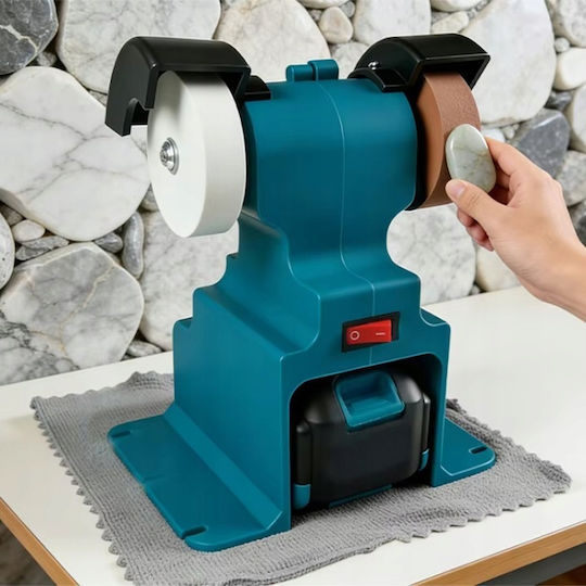 Polizor Dublu De Banc Zola Ascuțire Șlefuire 6000 Rpm 2 Baterii 3000 Mah Discuri Turcoaz 70 Mm