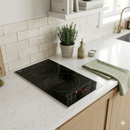 Morris Domino Plită Ceramică Autonom cu Funcție de Blocare 28.8x52εκ.