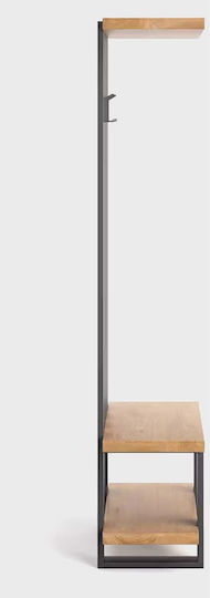 Country Industrial Entryway Furniture Solid Oak Wood Iron H1.80 x W72.0 x D43