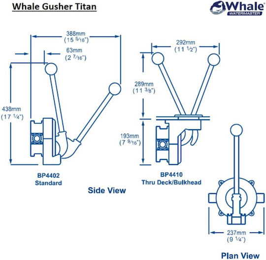 Whale Gusher Titan Pompa Manuală Versiunea De Punți Max 105 Lpm 38mm