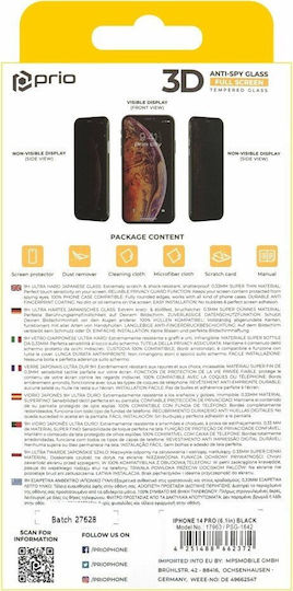Prio 3D Privacy Tempered Glass Μαύρο (iPhone 14 Pro)