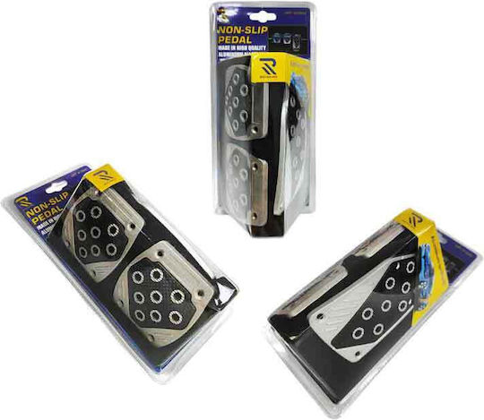 Car Pedal Set Universal Aluminum Silver 3pcs