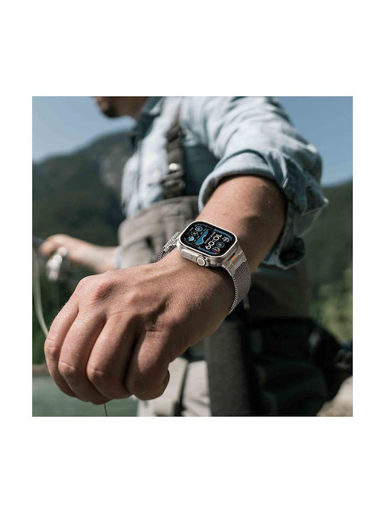 Tech-Protect Vanguard Tragbare Bänder Rostfreier Stahl Silber für Apple Watch 8 / 9 / 10 / 11 / SE / Ultra