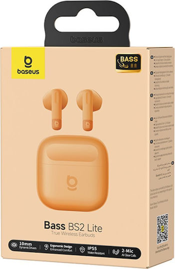 Baseus Bass BS2 Lite In-Ear Bluetooth Kopfhörer mit Schweißbeständigkeit und Ladekoffer Orange