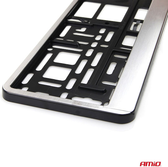 AMiO Car License Plate Frame Metallic 52.5 x 13.5cm Chromium 1pcs