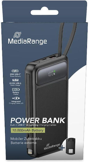 MediaRange Power Bank 10000mAh 18W cu Port USB-A și Port USB-C Negru