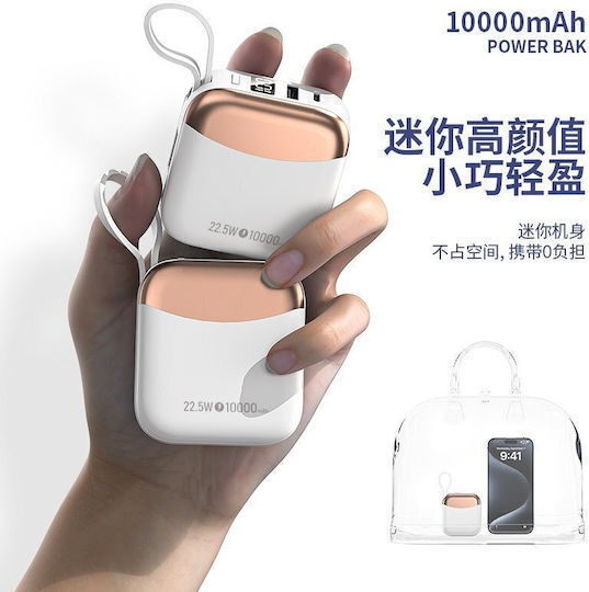 Nine R56J Power Bank 10000mAh 22.5W με Θύρα USB-A και Θύρα USB-C Μωβ