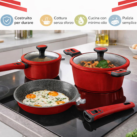 Bakaji Bakaji Cookware Set of 24 Pieces Made of Cast Aluminum with Non-stick Interior Coating