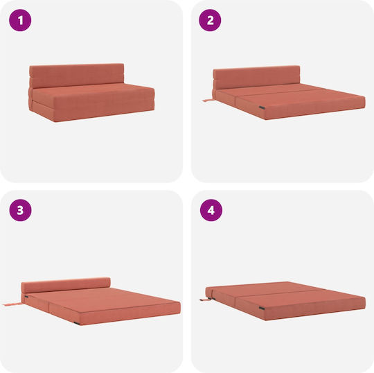 Three-Seater Couch Bed Red 203x152 cm