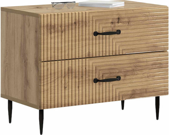 Nachttisch Holz mit Metallfüßen Braun 62x34.5x47.5cm