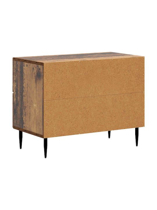 Нощно Шкафче Дървено с Метални Крака Черно 62x34.5x47.5см
