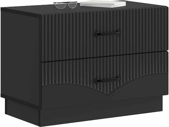Нощно Шкафче Дървено Черно 62x34.5x44.5см