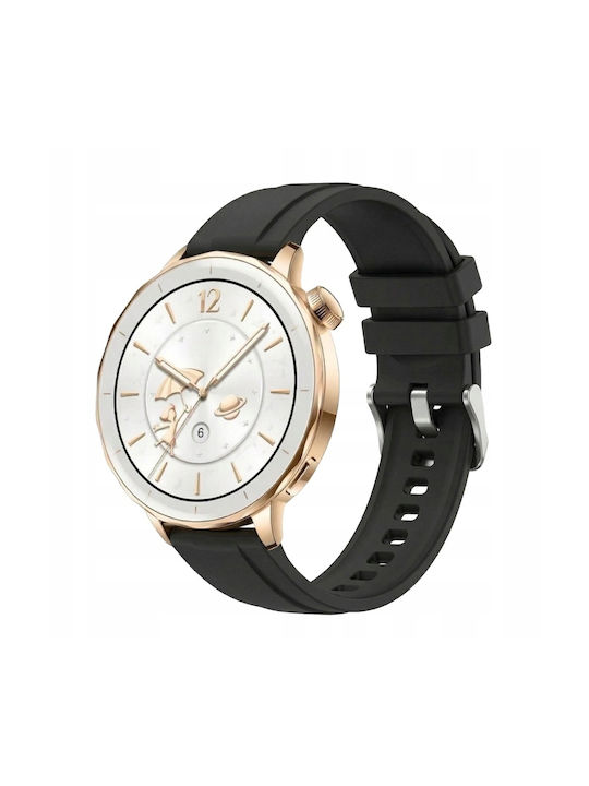 Silver Buckle Silicone Strap Black (Huawei Watch GT6 / GT5 / GT4 41mm 18 mm)