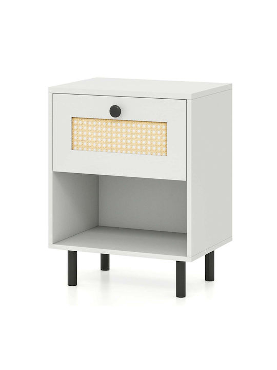 Wooden Bedside Table White 40x30x52cm