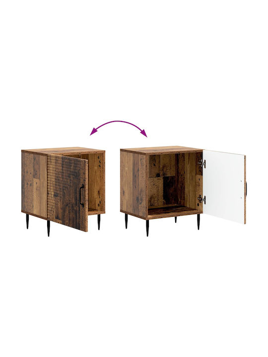 Wooden Bedside Tables With Metal Legs Brown 2 Pieces 43x34.5x50cm