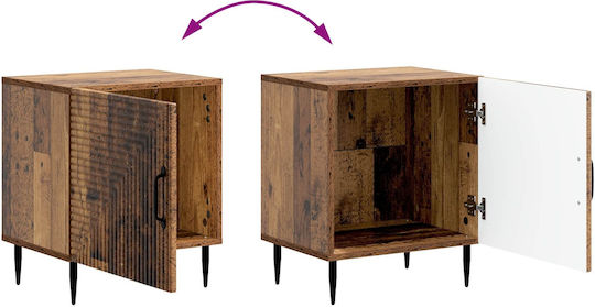 Wooden Bedside Tables With Metal Legs Brown 2 Pieces 43x34.5x50cm
