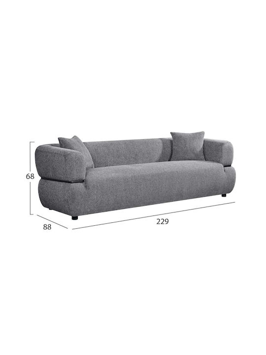 Canapea Cu Trei Locuri Gri 229x88x68cm