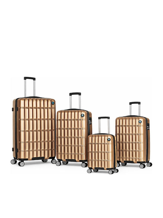 Provitera Hard Gold Travel Suitcases with 4 Wheels Set of 4 Pieces