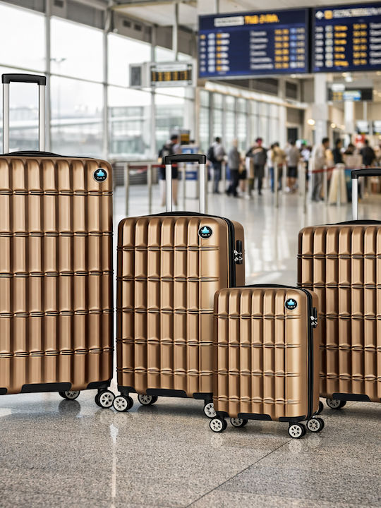 Provitera Hard Gold Travel Suitcases with 4 Wheels Set of 4 Pieces