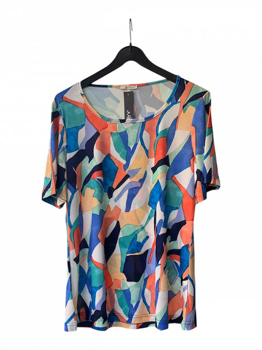 Women's Short Sleeve Multicolour Blouse