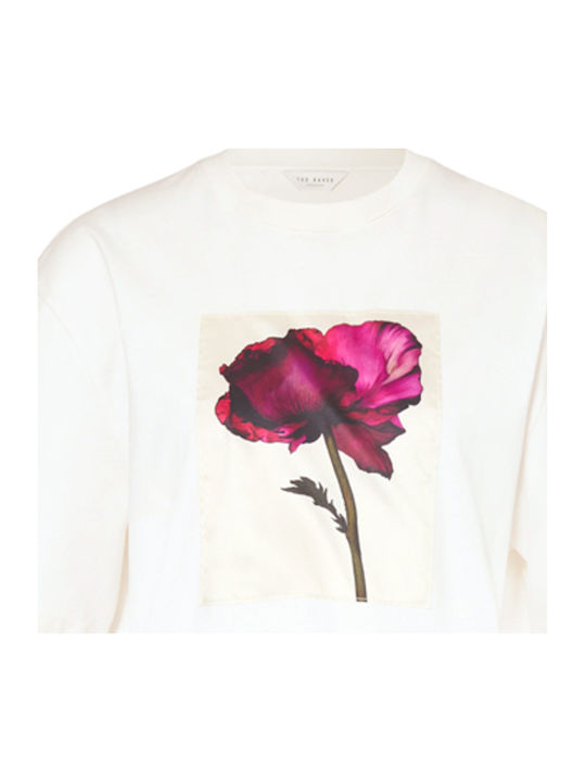 Women's T-shirt Floral Ecru