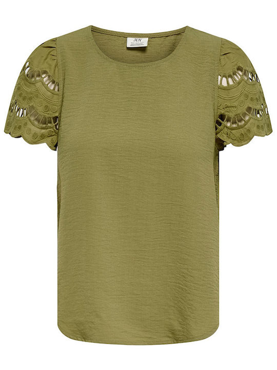 Women's Cotton Short Sleeve Blouse Khaki