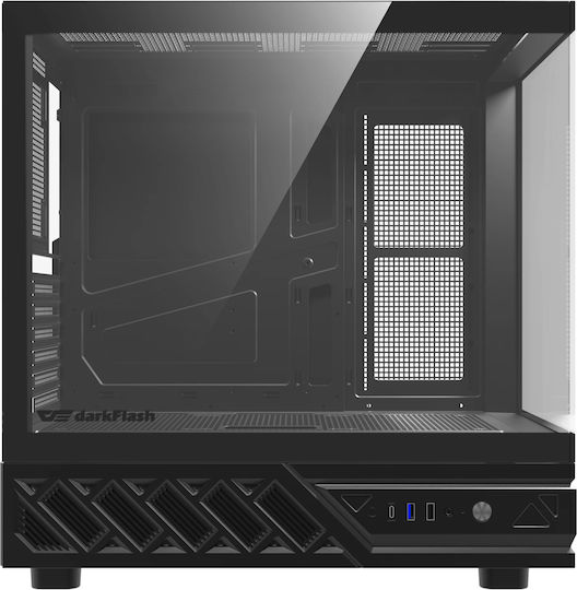 Darkflash DS950 Gaming Mini Tower Κουτί Υπολογιστή με Πλαϊνό Παράθυρο και ARGB Φωτισμό Μαύρο + 6 ανεμιστήρες