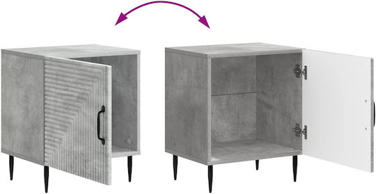 Wooden Bedside Tables With Metal Legs Gray 2 Pieces 43x34.5x50cm