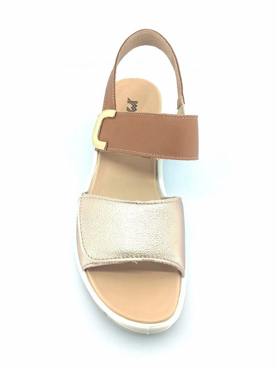 Leather Women's Flat Sandals Tabac Brown