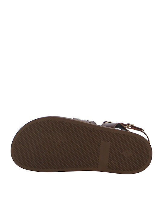 Damen Flache Sandalen Braun