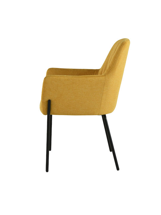 Hibiscus Dining Armchair With Fabric Upholstery Yellow 56x61x83cm