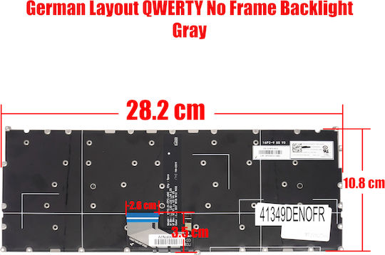 Немска Клавиатура За Лаптоп Lenovo Ideapad 720s-13ikb 81a8 720s-13ikbr 81bv 720s-13arr 81br 5cb0p18900 5cb0p18997 Sn20n04485 Lcm16p2 Pk131491a20 De Без Рамка С Подсветка Сива Код 41349denofr