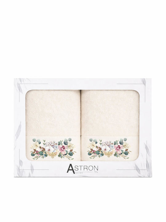 Astron Italy Face Towel Blossom Ecru 2 Pieces Weight 500gsm