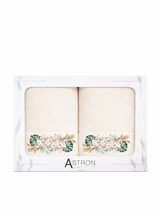 Astron Italy Face Towel Blossom Ecru 2 Pieces Weight 500gsm