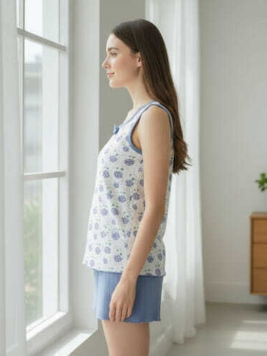Prive Underwear Set Pijamale Dama De Vară Din Bumbac Albastru