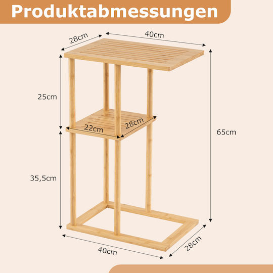 Rectangular Bamboo Side Table Brown 2 Pieces M65xW28xH40cm
